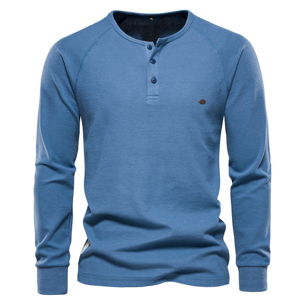 Jacob - Casual men's shirt with long sleeves and waffle pattern