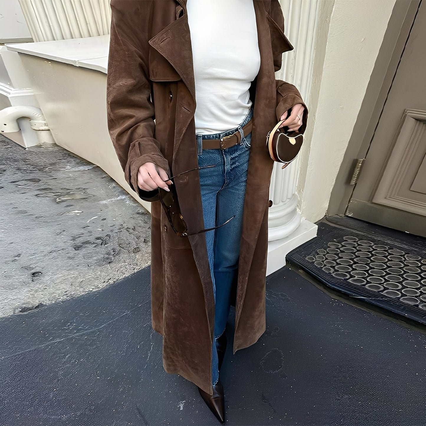 Katrina - Stylový dlouhý dvouřadý dámský kabát