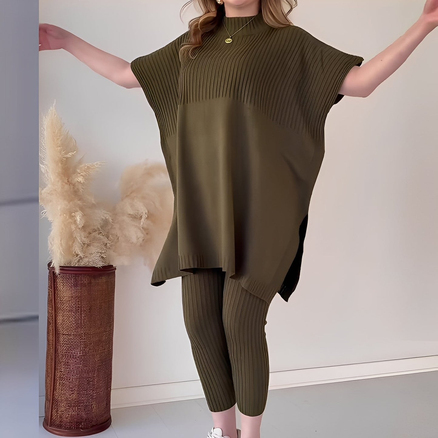 Roxanna - Pohodlná, volně padnoucí pletená dvoudílná sada pro ženy