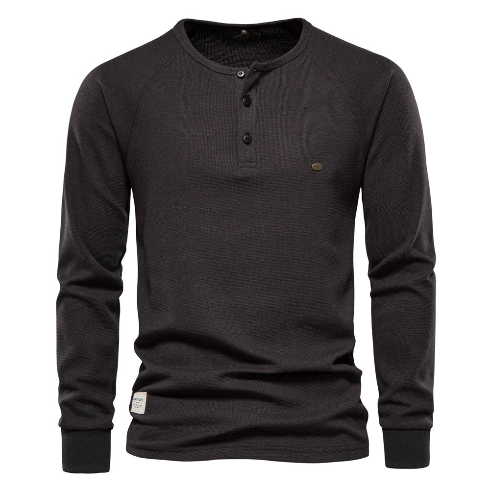 Jacob - Casual men's shirt with long sleeves and waffle pattern