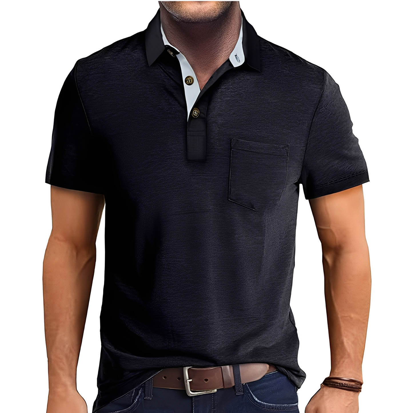 Abner - Retro polo tričko s krátkým rukávem pro muže