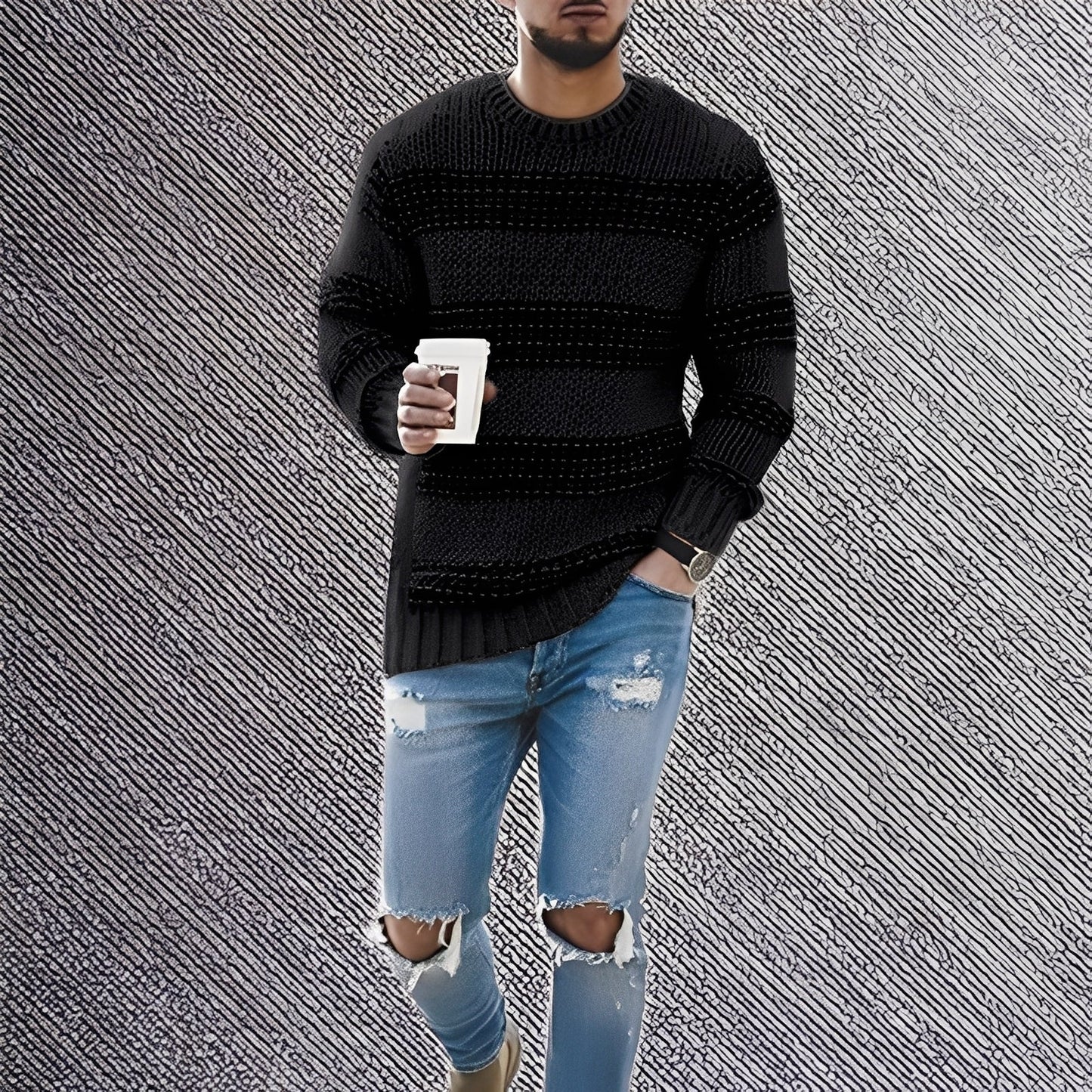 Kenzo - Svetr s měkkými pruhy pro muže