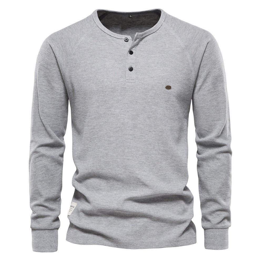 Jacob - Casual men's shirt with long sleeves and waffle pattern