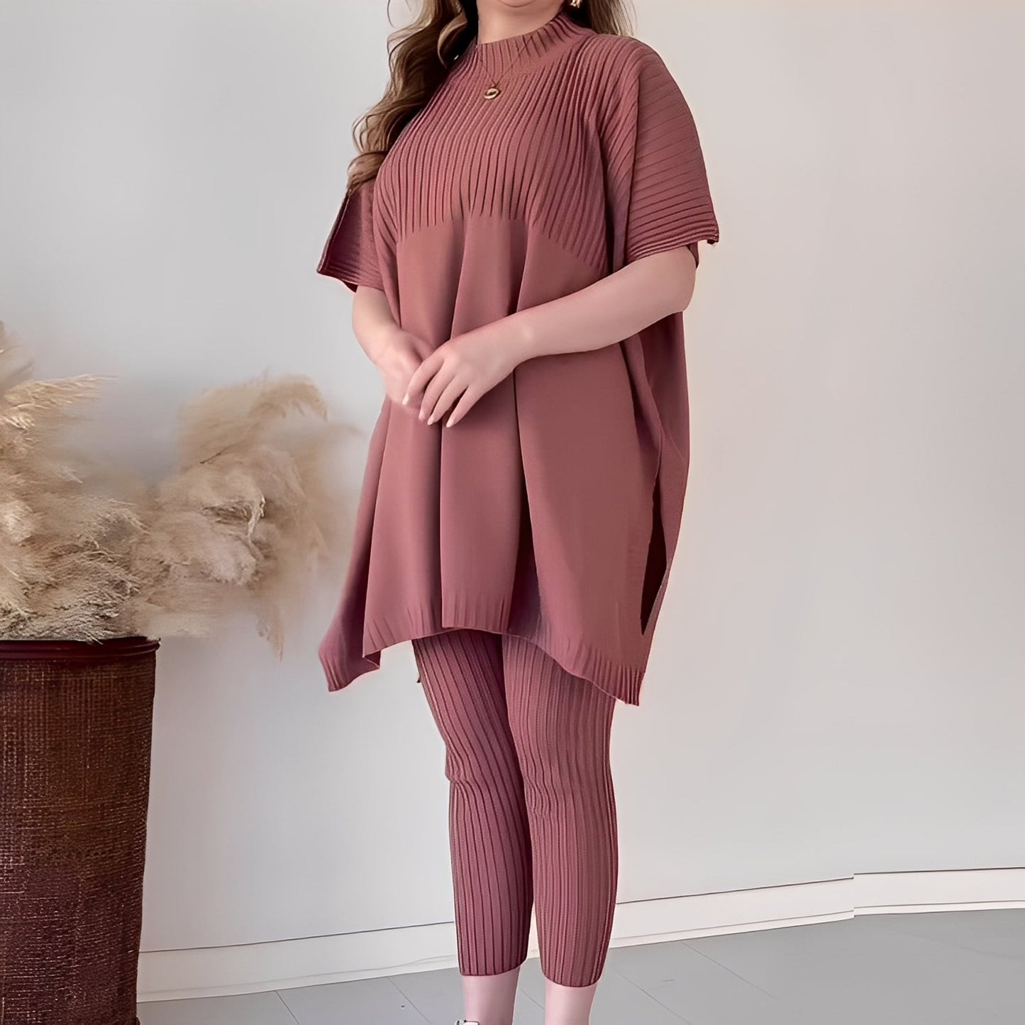 Roxanna - Pohodlná, volně padnoucí pletená dvoudílná sada pro ženy
