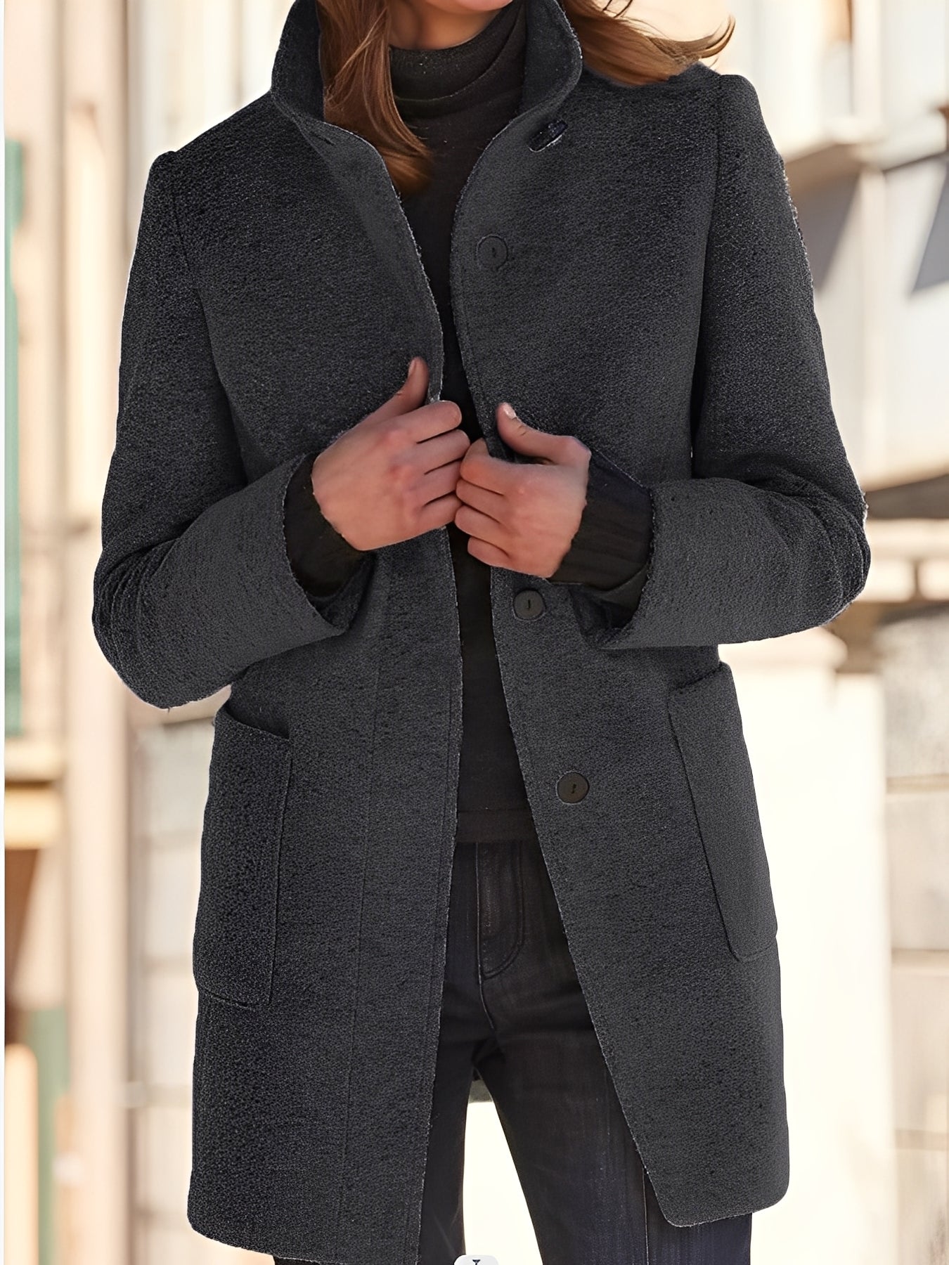 Michele - Dámský vlněný kabát odolný vůči větru
