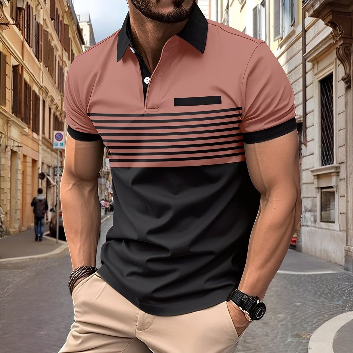 Derryl - Moderní pánské polo tričko s proužky