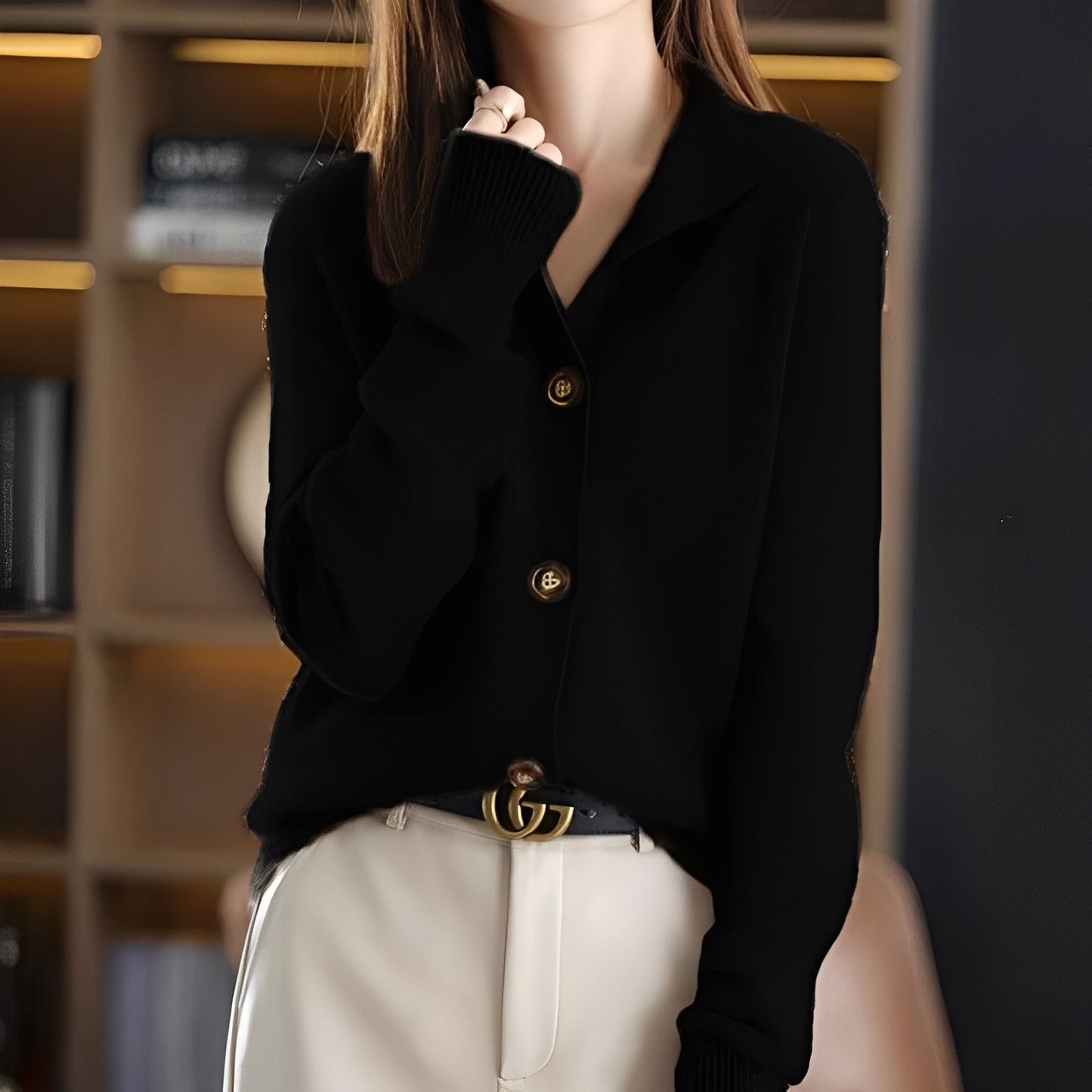 Adalynn - Elegantní volný svetr s knoflíky pro ženy