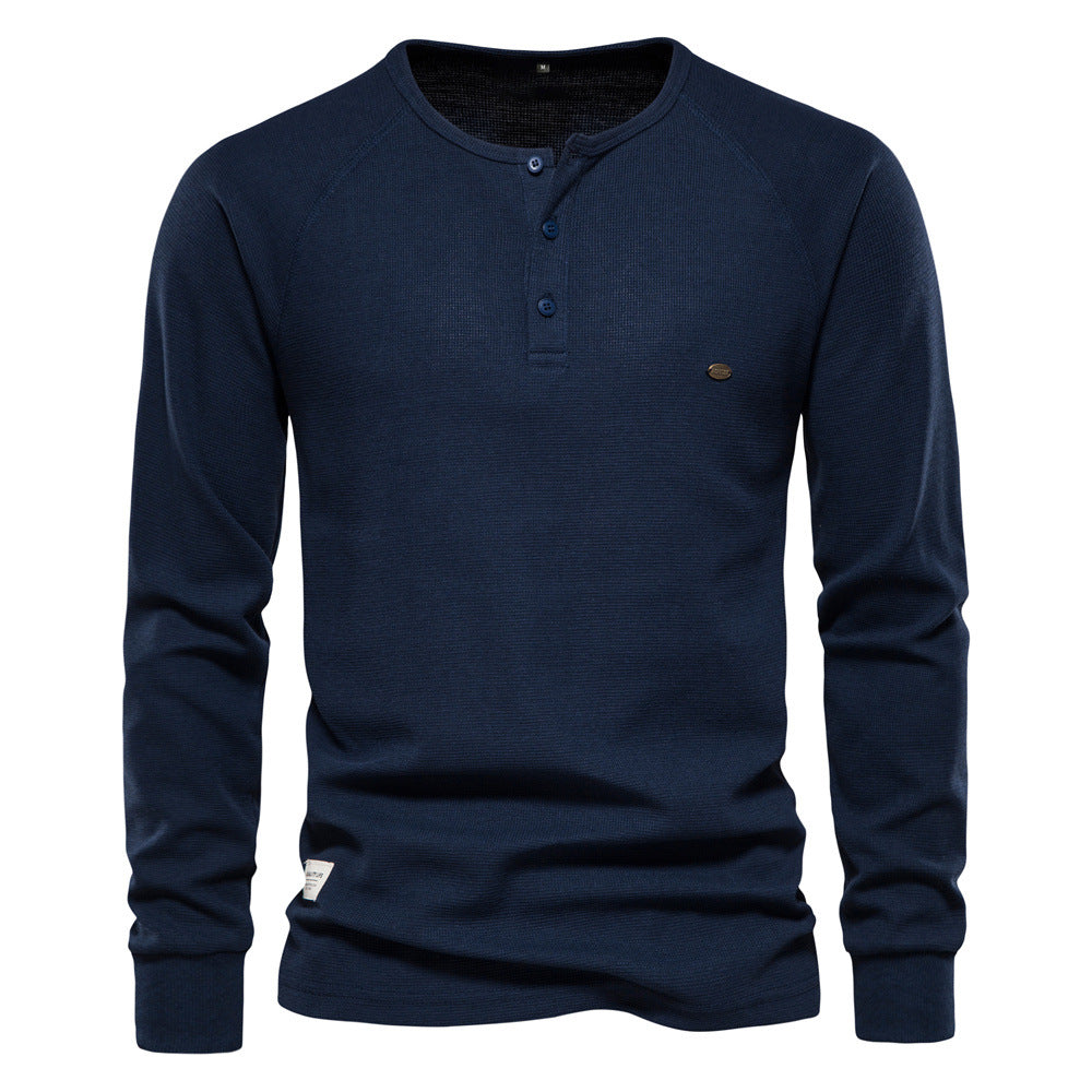 Jacob - Casual men's shirt with long sleeves and waffle pattern