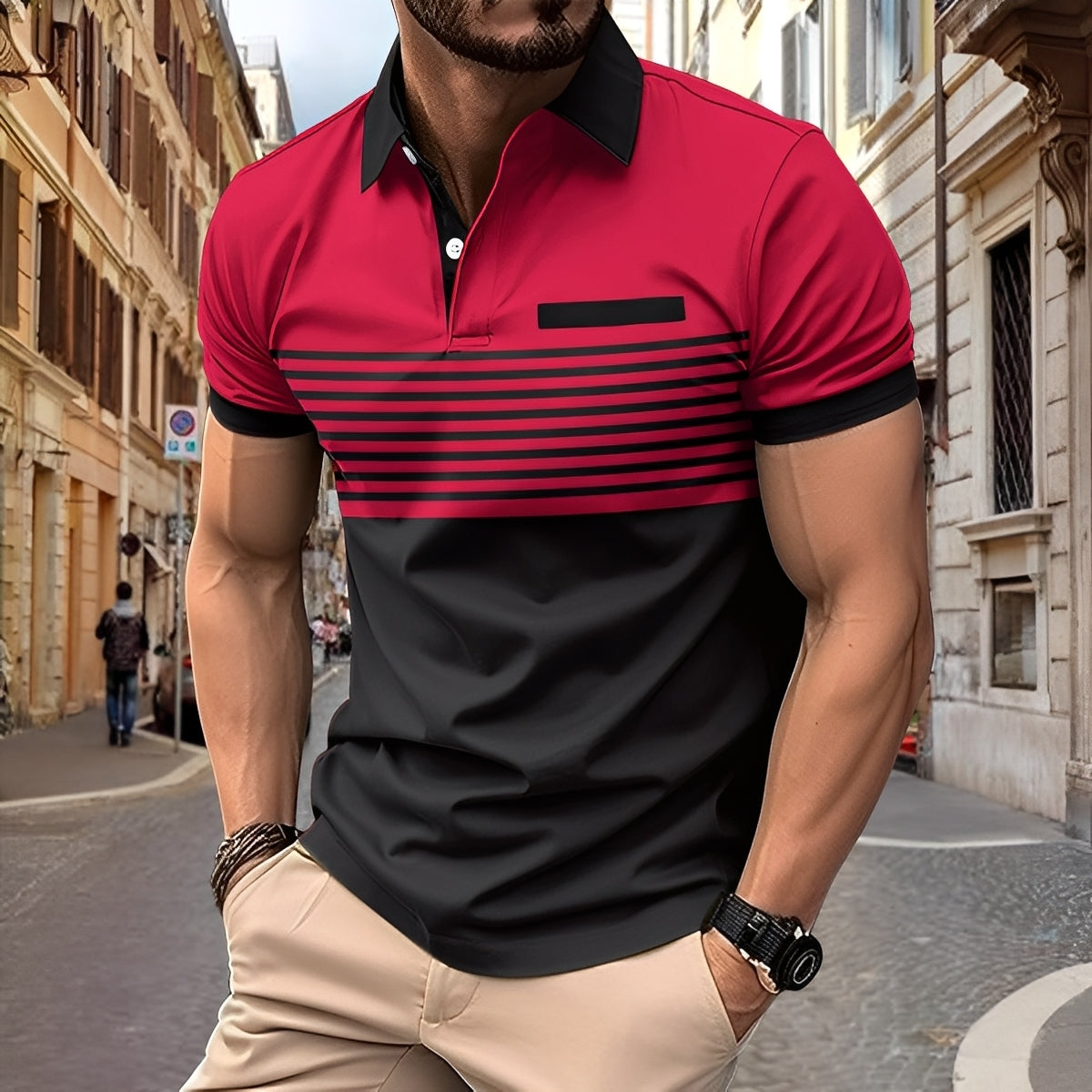Derryl - Moderní pánské polo tričko s proužky