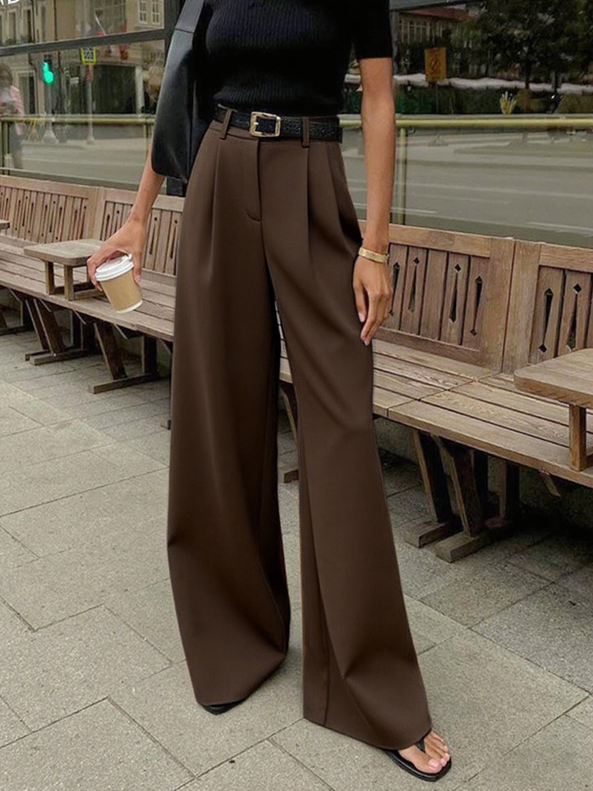 Marlene – Široké Tkaninové Kalhoty Bez Pásku