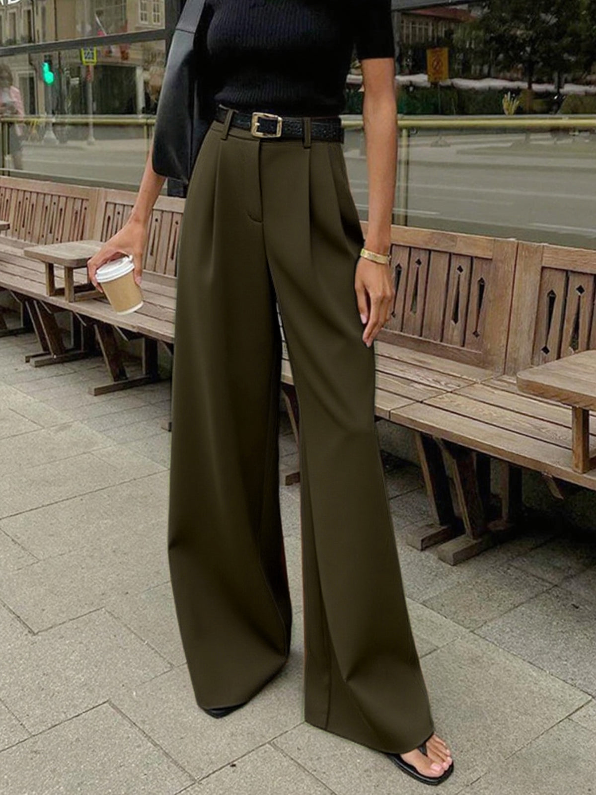 Marlene – Široké Tkaninové Kalhoty Bez Pásku