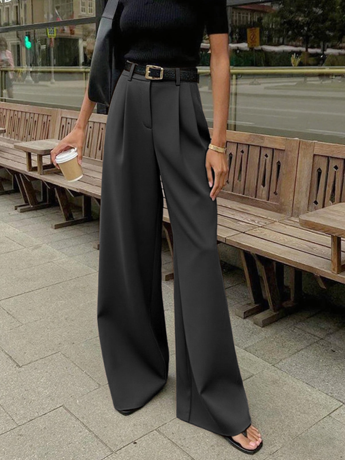 Marlene – Široké Tkaninové Kalhoty Bez Pásku