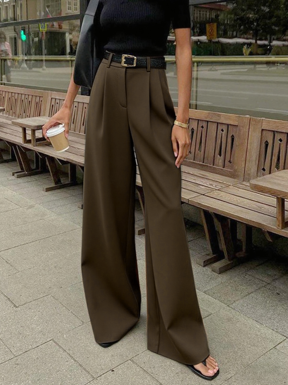 Marlene – Široké Tkaninové Kalhoty Bez Pásku