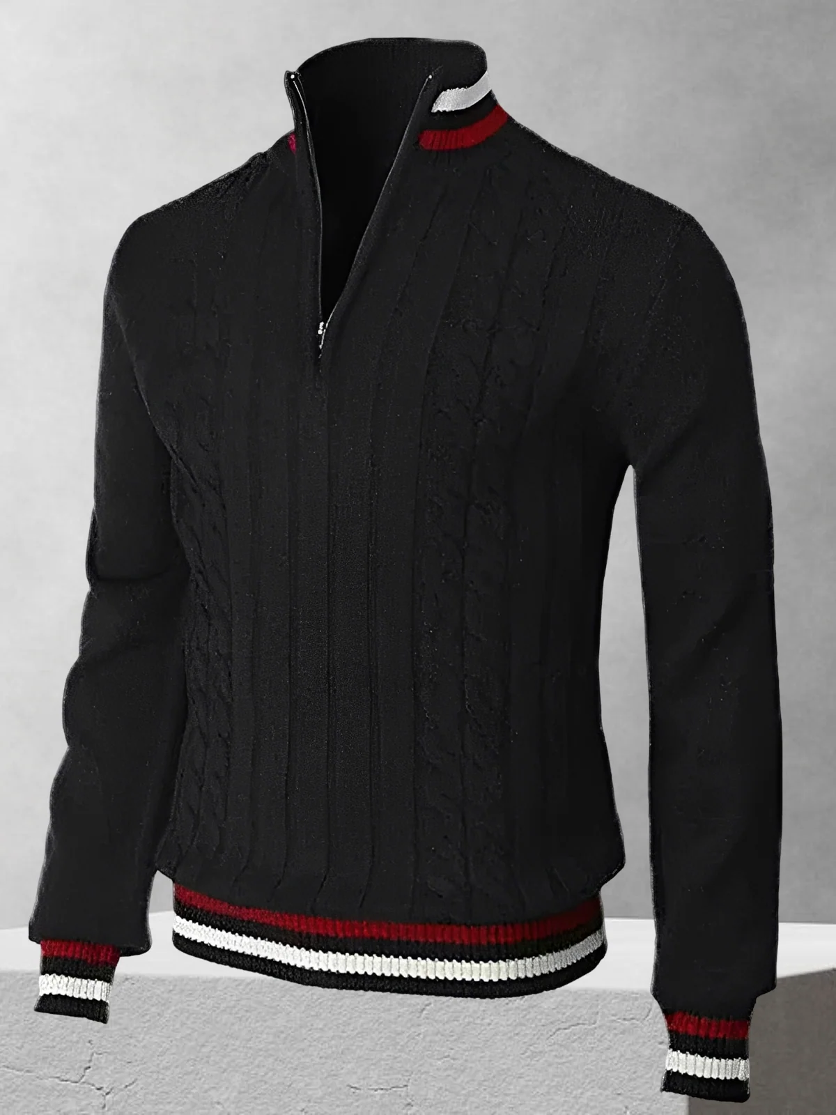 RALPH POLO – Zipper-pletený svetr v italském stylu