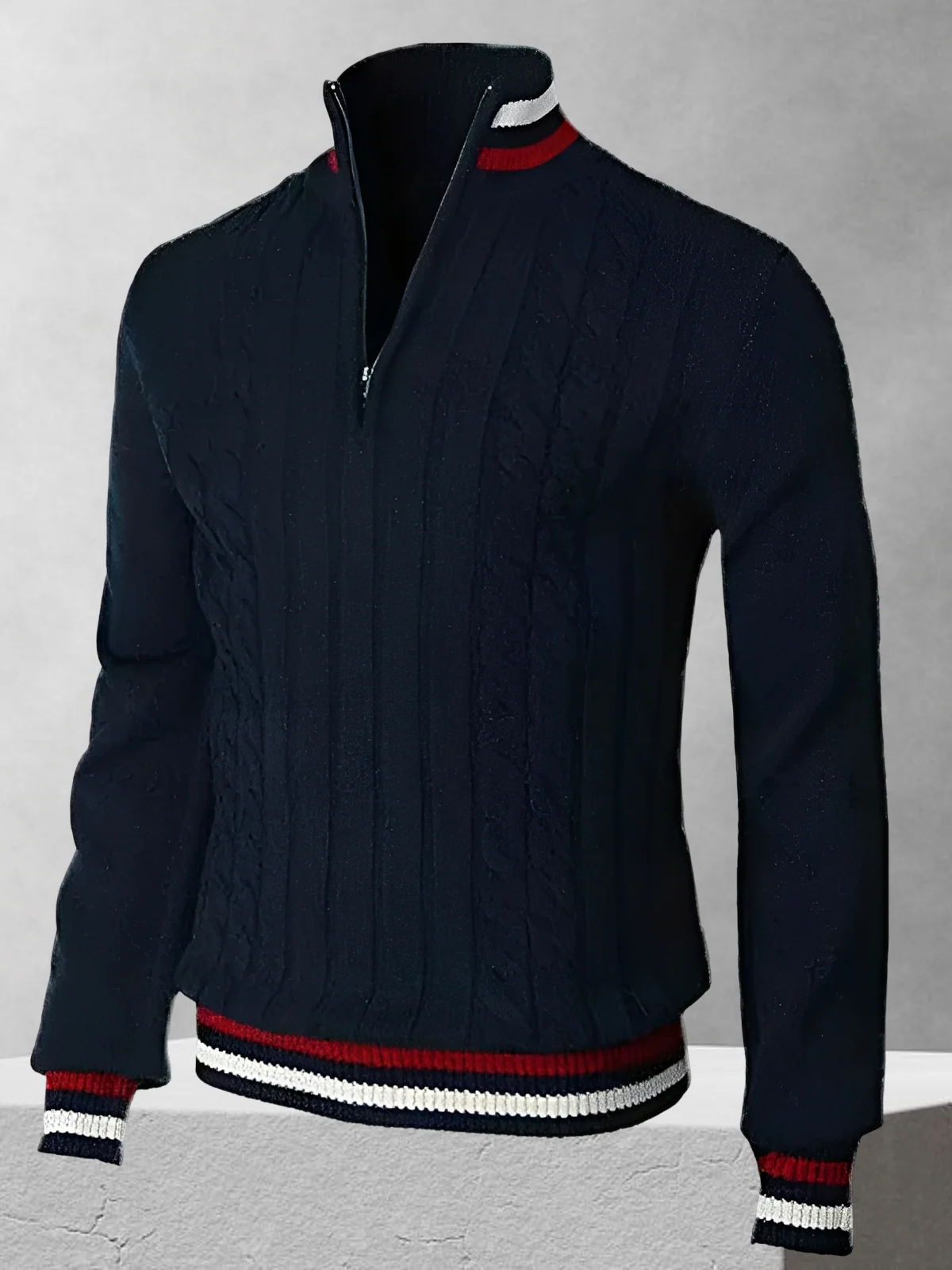 RALPH POLO – Zipper-pletený svetr v italském stylu