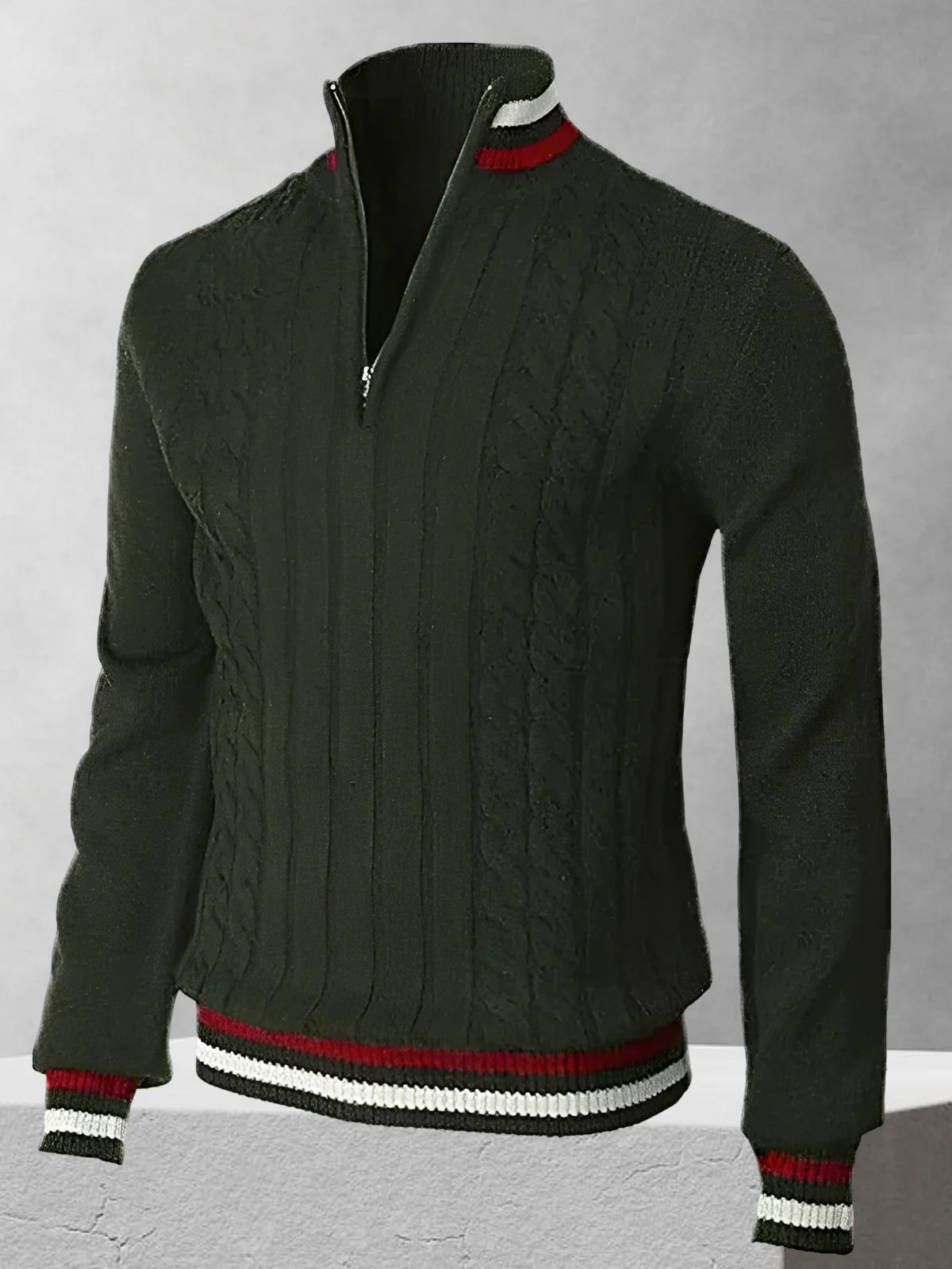 RALPH POLO – Zipper-pletený svetr v italském stylu