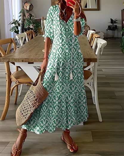 Domitille - Elegantní šaty s volným V výstřihem pro ženy