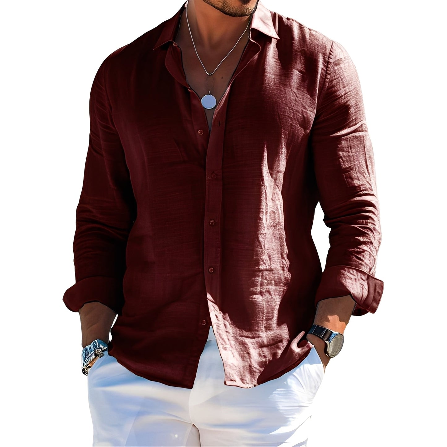 Félicien - Klasická polokošile s dlouhými rukávy pro muže