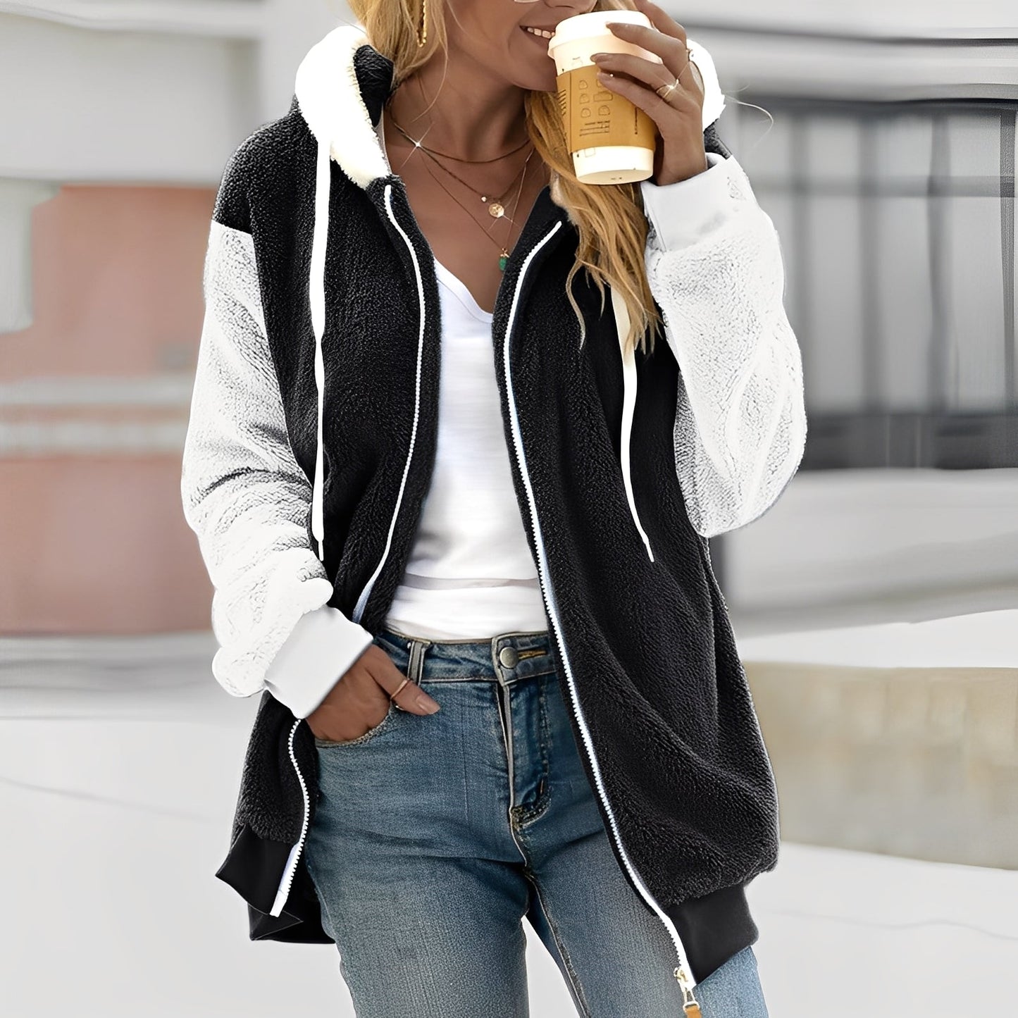 Rheanna - Dámská hřejivá fleecová bunda s kapucí