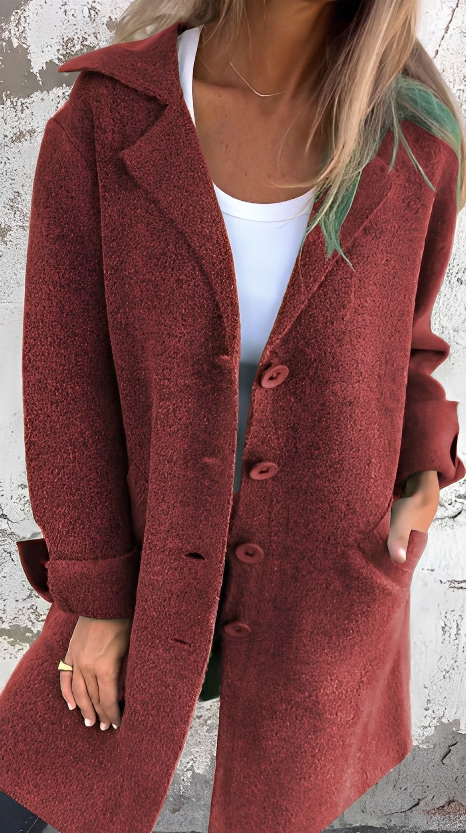 Meridith - Stylový dlouhý kabát s reverzním límcem pro ženy