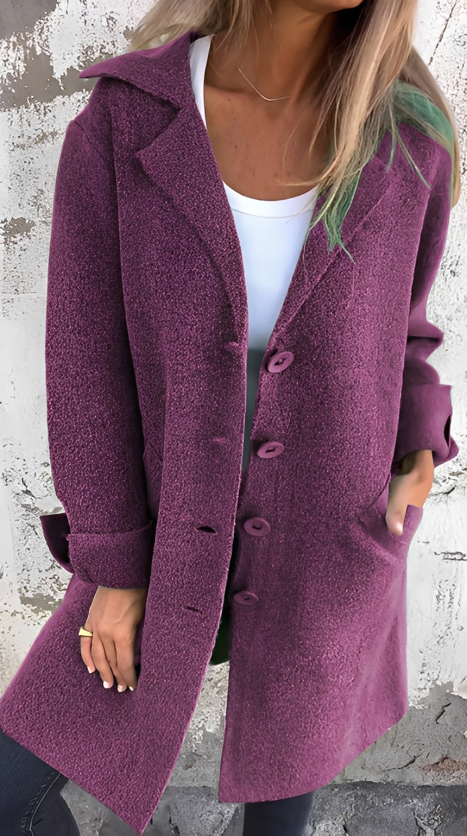 Meridith - Stylový dlouhý kabát s reverzním límcem pro ženy