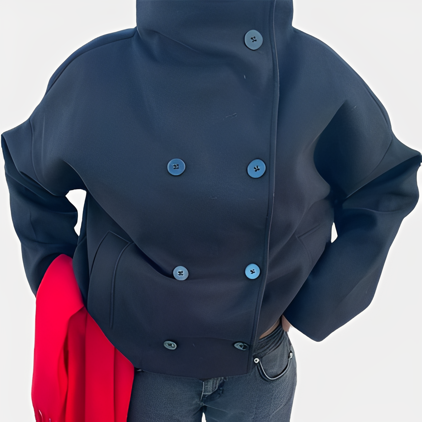 Carolyn - Stylový jednřadý vlněný kabát pro ženy