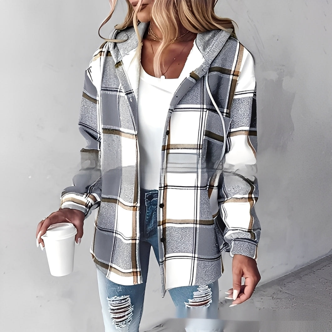 Éliette - Zimní kostkovaná mikina s kapucí pro ženy