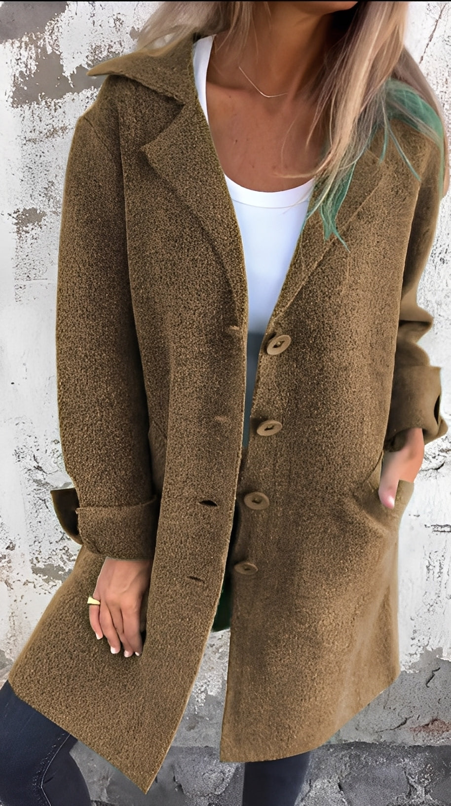Meridith - Stylový dlouhý kabát s reverzním límcem pro ženy