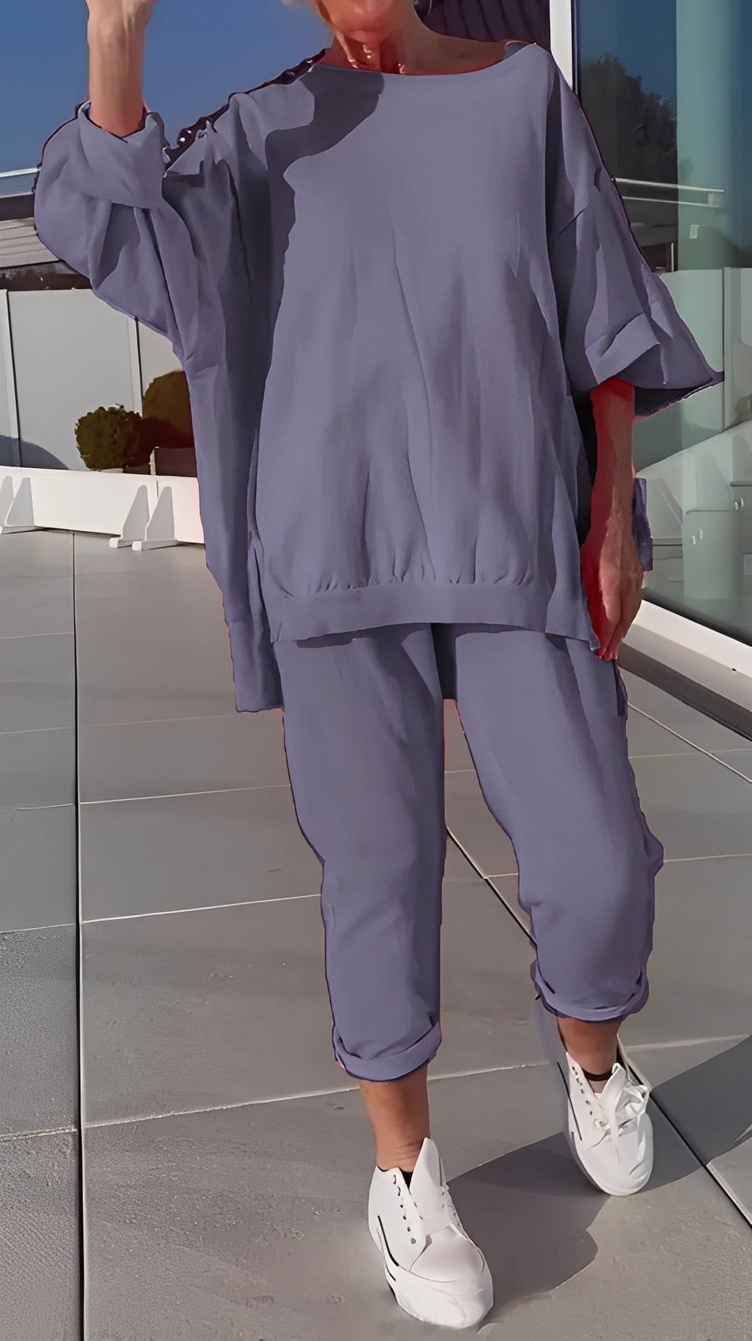 Eleanore - Komfortní souprava s volným topem a kalhotami pro ženy