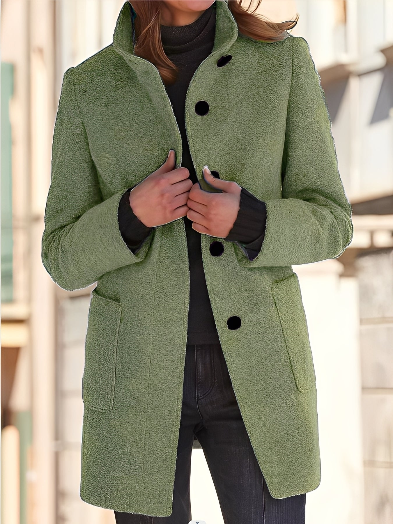 Michele - Dámský vlněný kabát odolný vůči větru