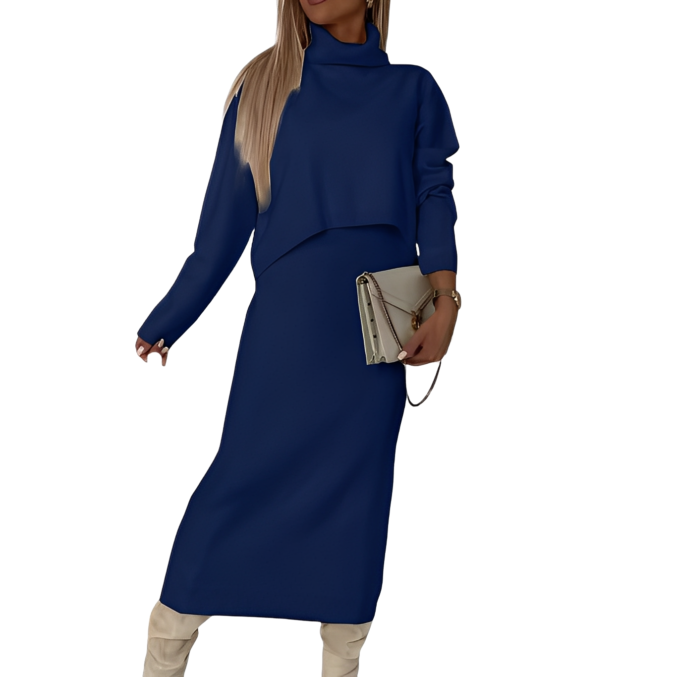 Natalee - Módní set s rolákem a sukní pro ženy