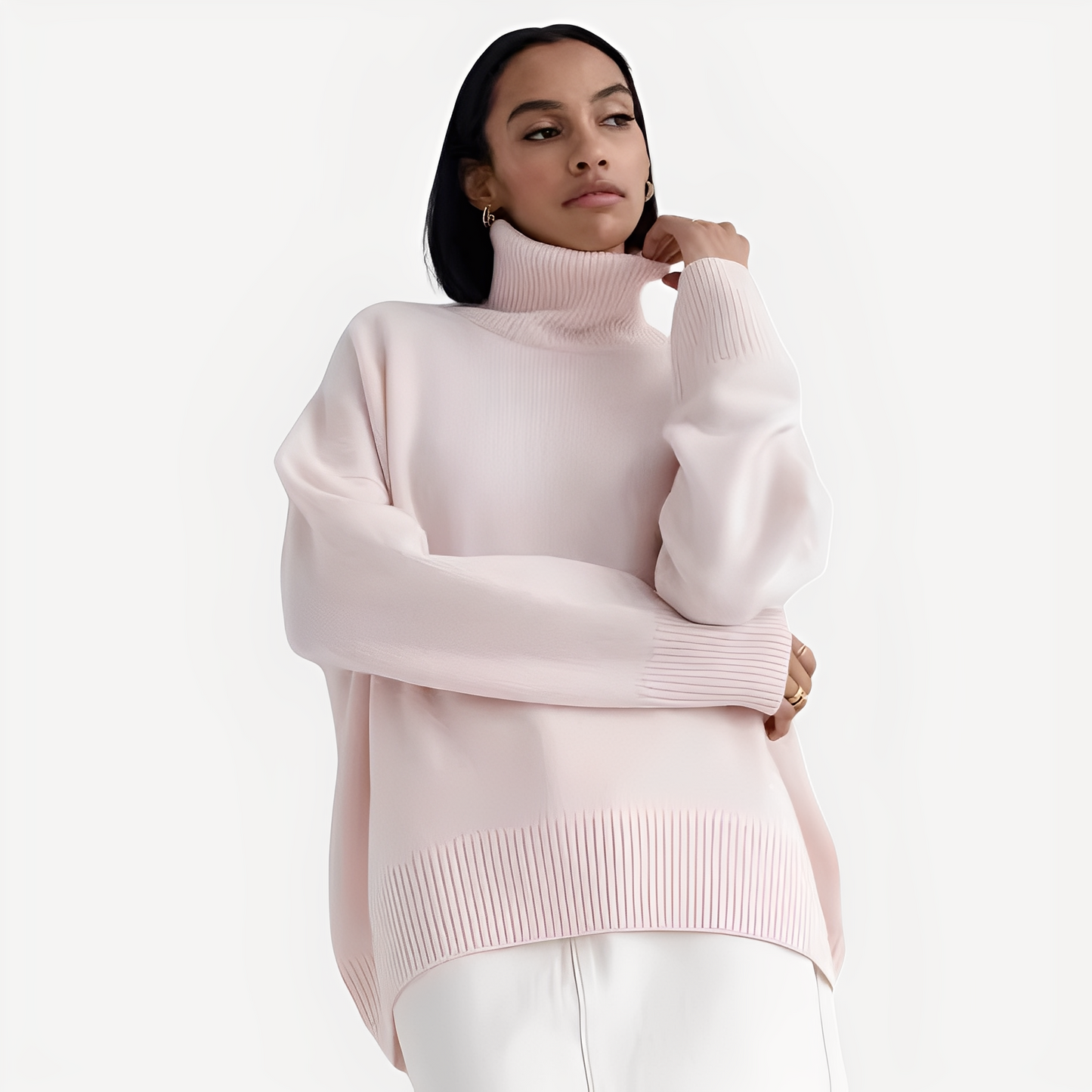 Margery - Dámský svetr s volným střihem a vysokým límcem