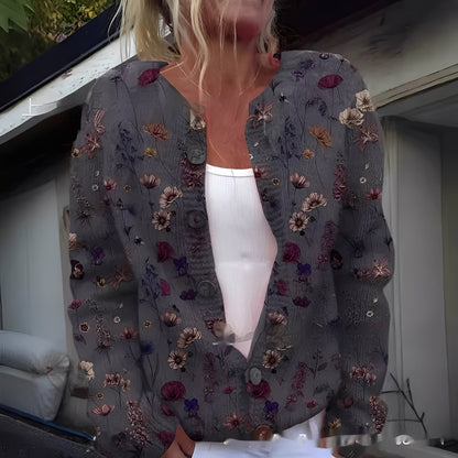 Wilda - Stylový, hřejivý cardigan s květinovým vzorem pro ženy
