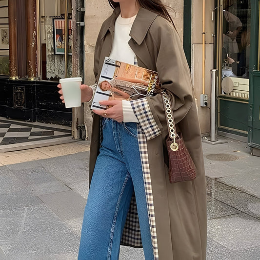 Connie - Moderní dlouhý dámský trenčkot