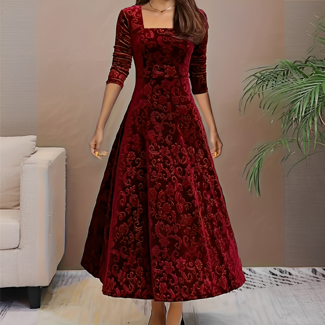 Malvina - Elegantní šaty s hranatým výstřihem pro ženy