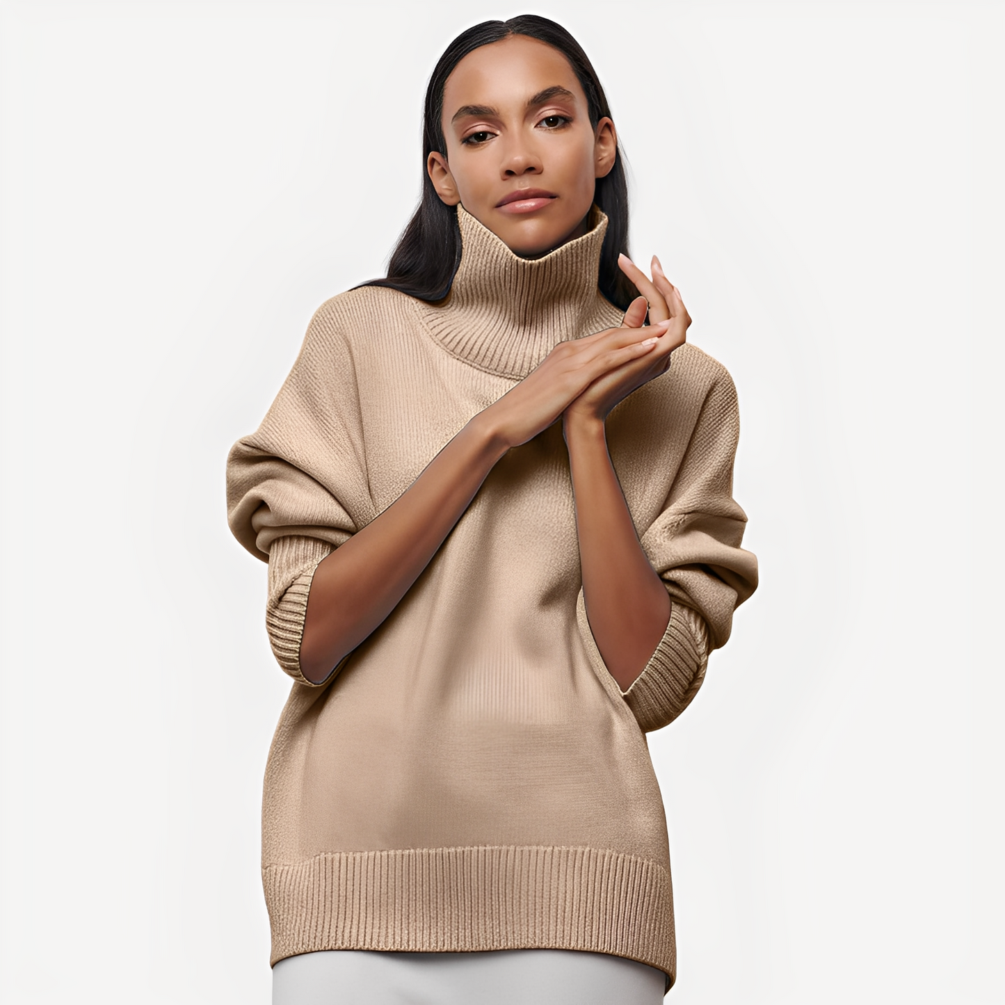 Margery - Dámský svetr s volným střihem a vysokým límcem
