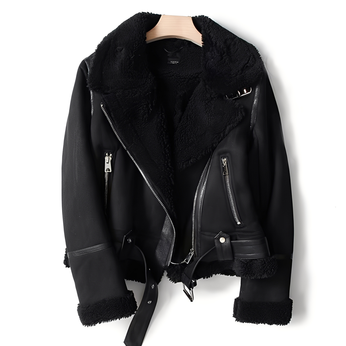 Marianne - Elegantní semišová kožená bunda s páskem pro ženy