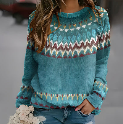 Madalyn - Elegantní Grafický Pulovr pro Ženy