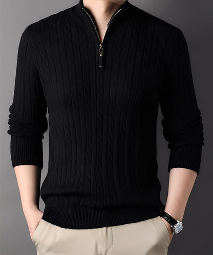 Damian - Současný pletený svetr s zipem pro muže