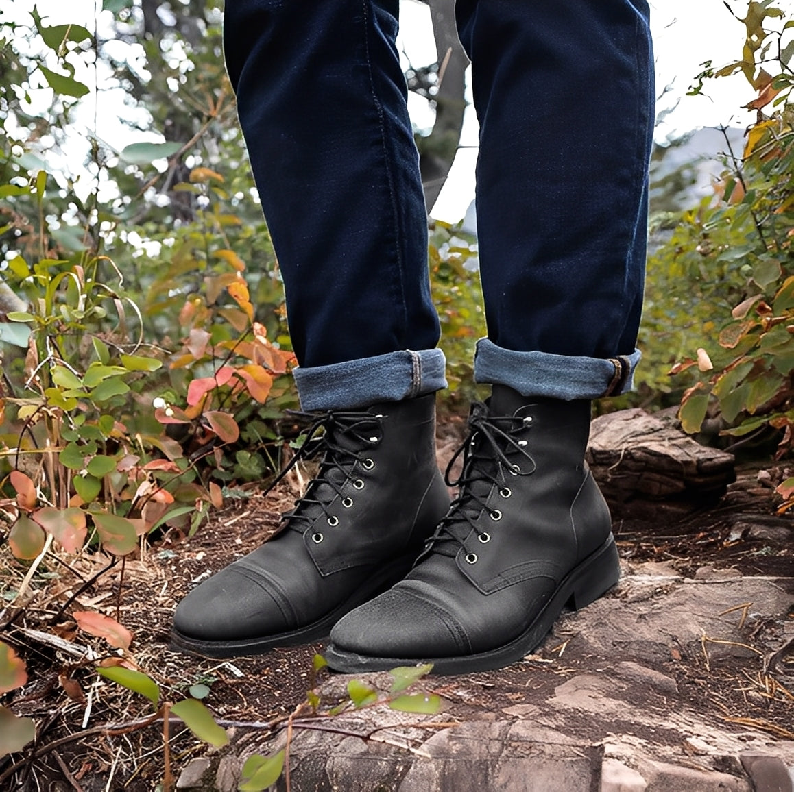 Lucrèce - Kožené šněrovací boty pro muže, zimní model