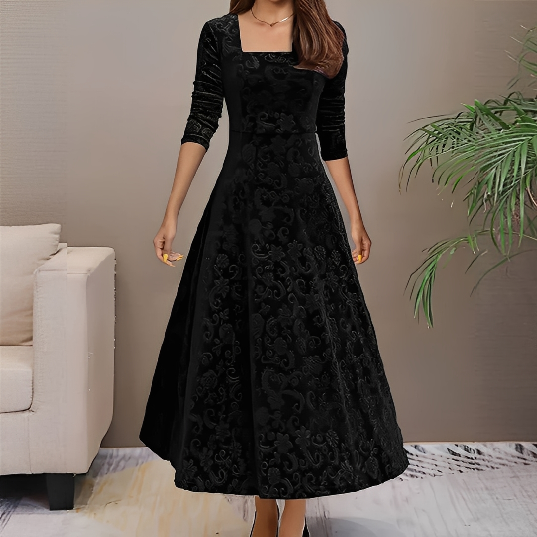 Malvina - Elegantní šaty s hranatým výstřihem pro ženy