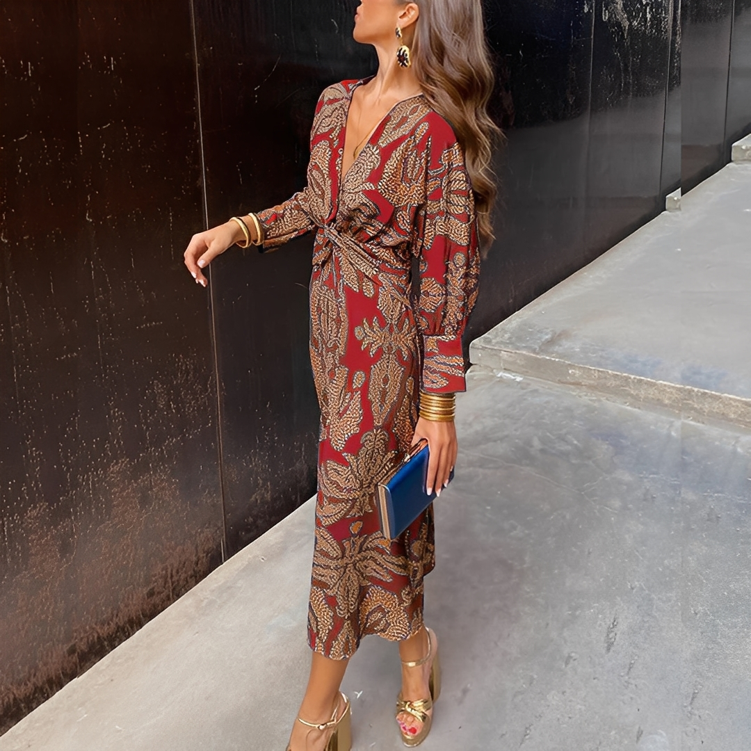 Louna - Elegantní šaty s V výstřihem pro ženy