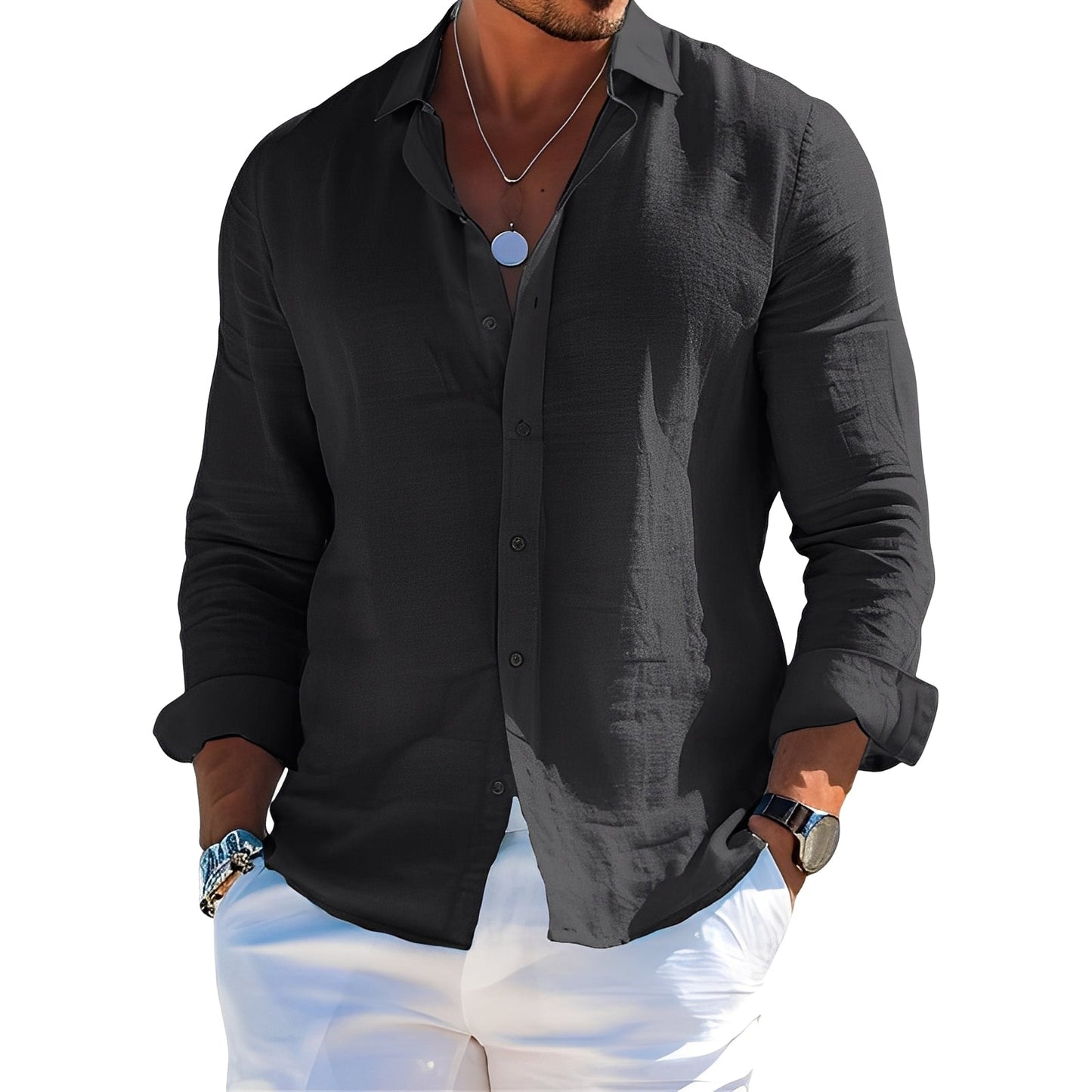 Félicien - Klasická polokošile s dlouhými rukávy pro muže