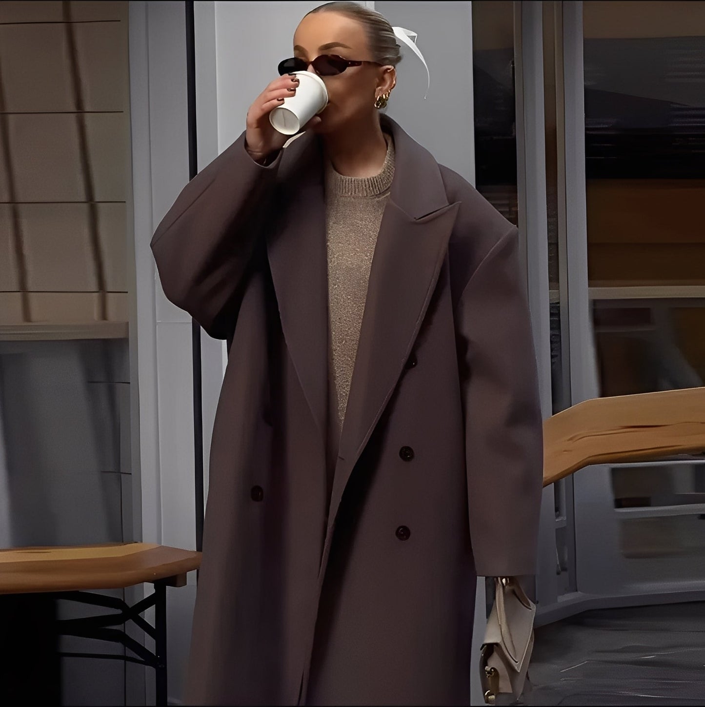 Veronica - Módní, volně padnoucí dlouhý dámský kabát