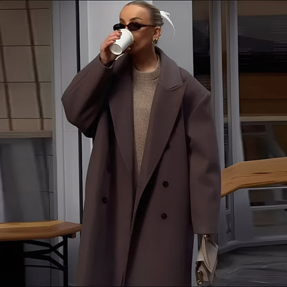 Veronica - Módní, volně padnoucí dlouhý dámský kabát