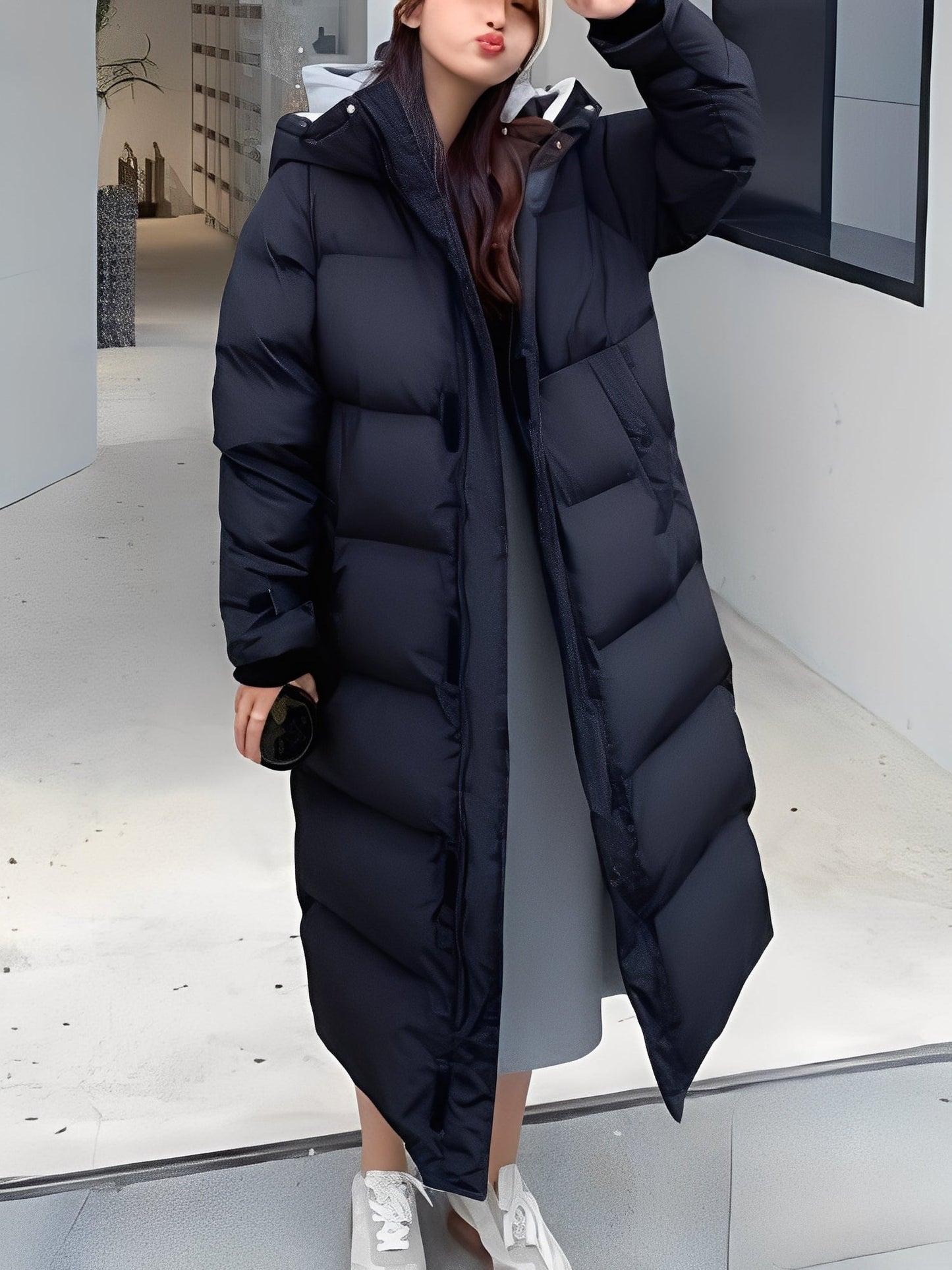 Hazel - Stylová dámská dlouhá bunda s kapucí