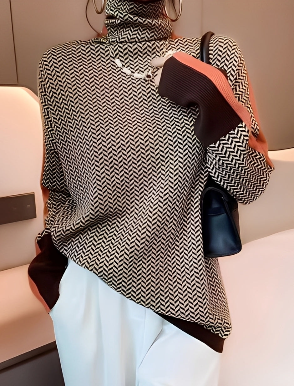 Bryony - Moderní pletený svetr s vysokým rolákem pro ženy