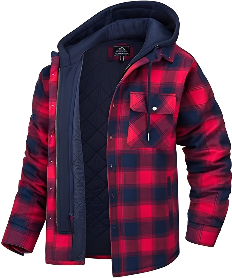 Rodger - Stylová károvaná pánská mikina s kapucí