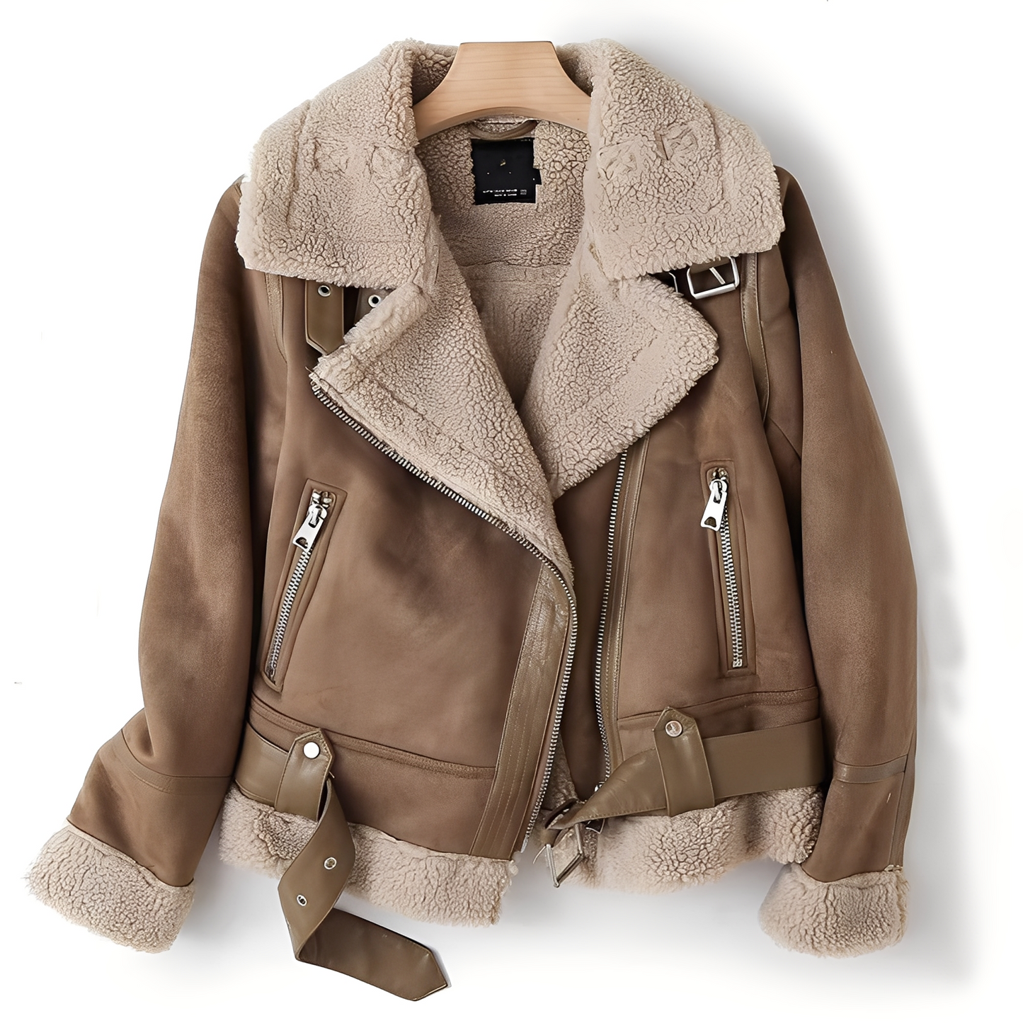 Marianne - Elegantní semišová kožená bunda s páskem pro ženy