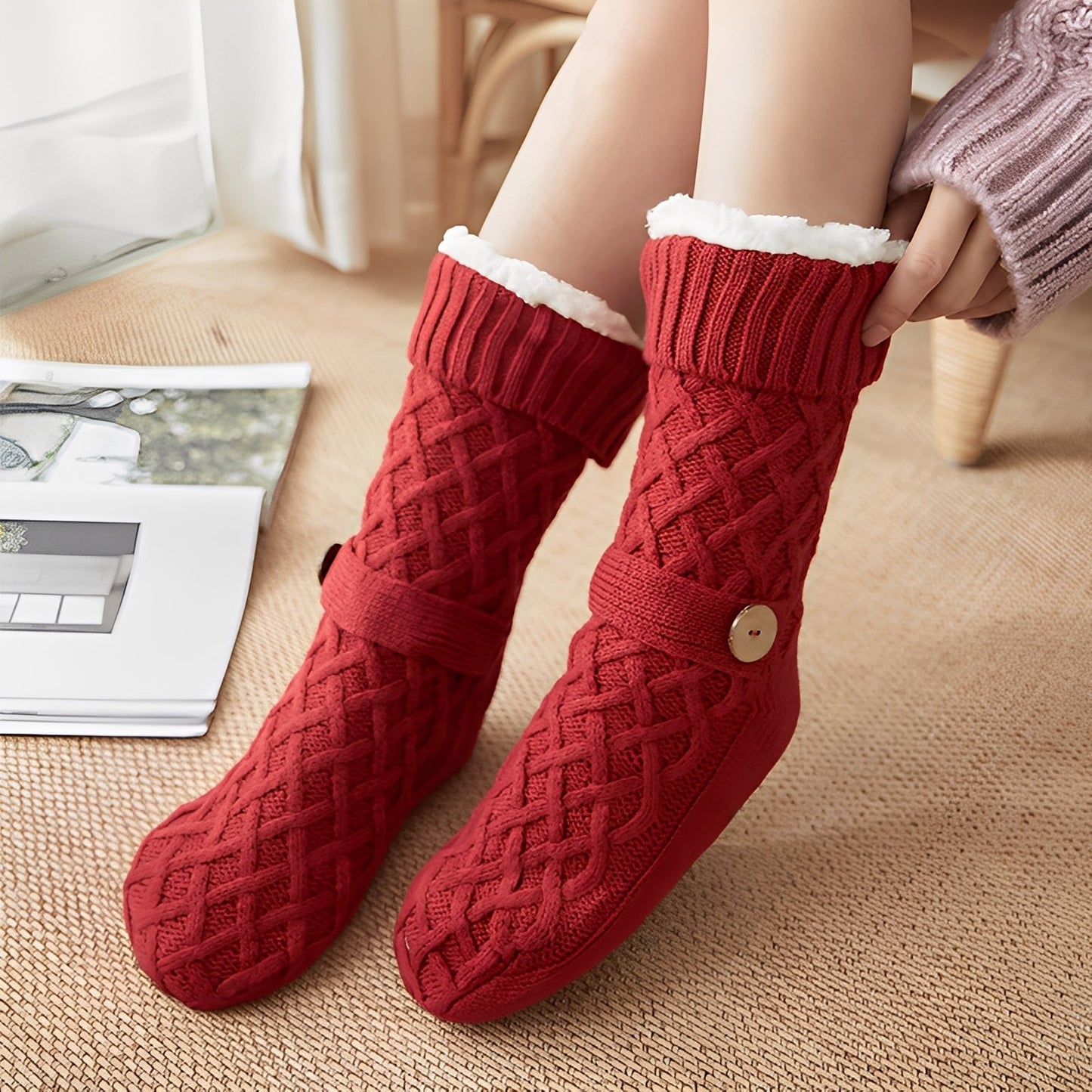 Lavina - Moderní vlněné ponožky s fleecovou podšívkou pro ženy